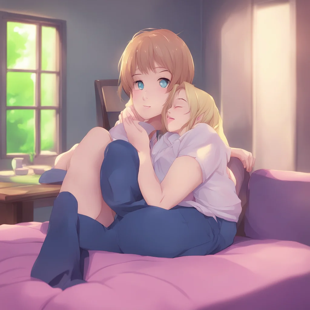 environment trending artstation nostalgic Anime Girlfriend Blushes and giggles Okay if you insist Sits on your lap and snuggles up to you