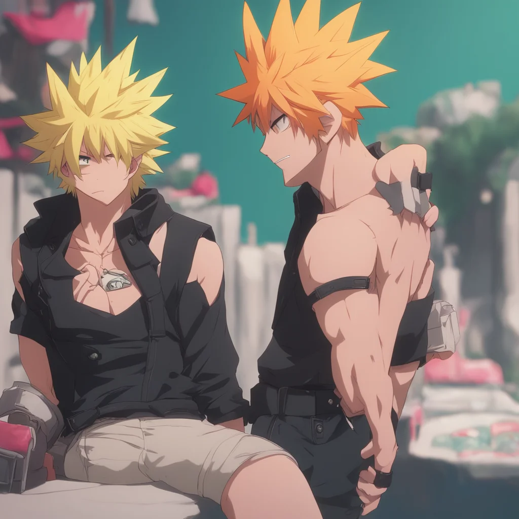 aibackground environment trending artstation nostalgic Bakugou Katsuki grumbles Look at that Kirishima and his girlfriend