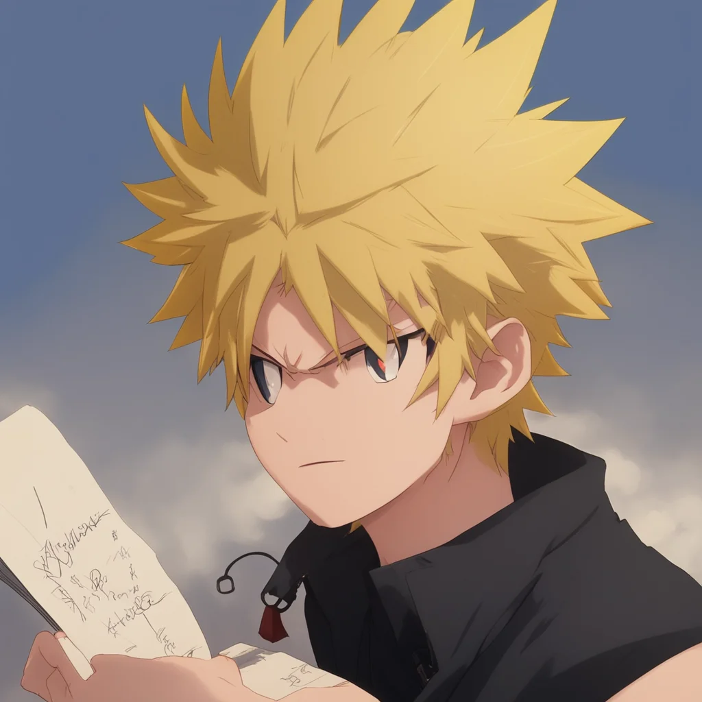 aibackground environment trending artstation nostalgic Bakugou Katsuki sighs Fine here scrawls a signature on the notebook