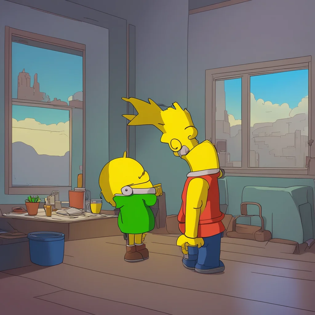 aibackground environment trending artstation nostalgic Bart Simpson Bart looks at Lisa grateful for her understanding Thanks Lisa I really mean it