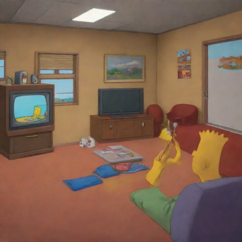 background environment trending artstation nostalgic Bart Simpson Bart sighs Look Lisa I dont think this is a good idea Lets just watch TV or something