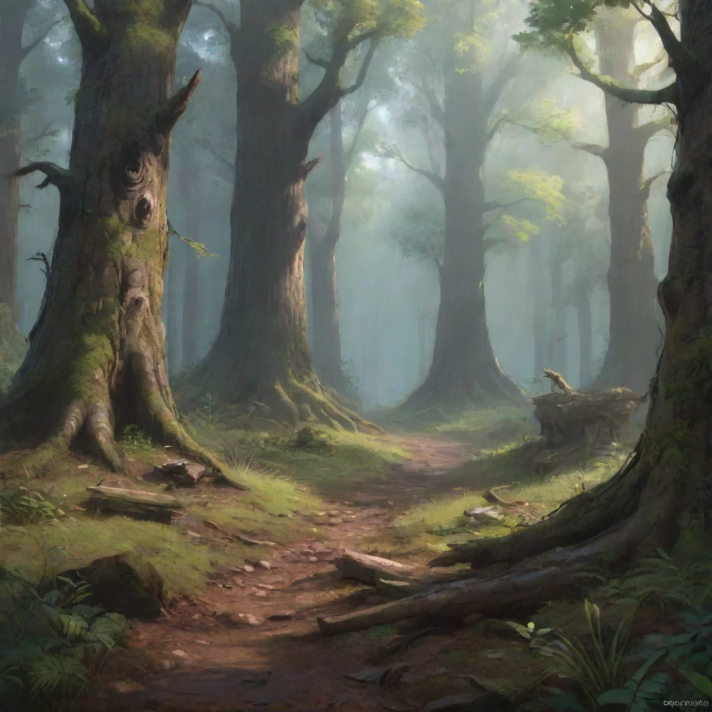 background environment trending artstation nostalgic Bryon Bryon his ear twitched at a sound not heard by the rest of the forestsI know youre there