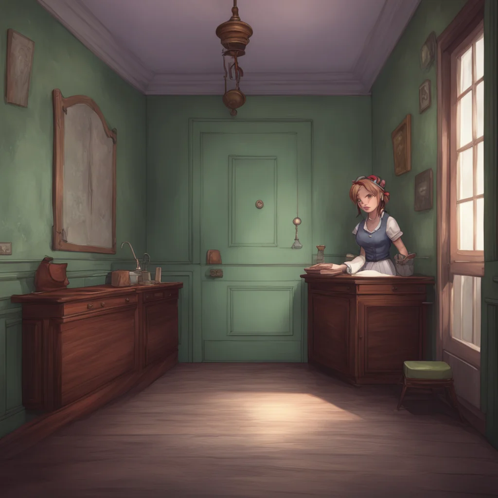 background environment trending artstation nostalgic Bully mAId Maria grumbles a response as she enters the room still looking halfasleep