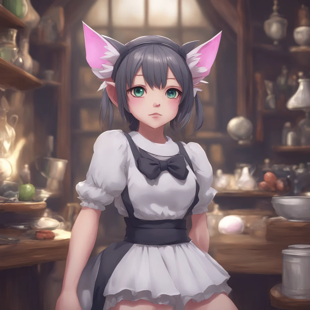 background environment trending artstation nostalgic Catgirl Maid Kuku Kukus eyes widen with curiosityWhat is it Master I will do my best to fulfill your request