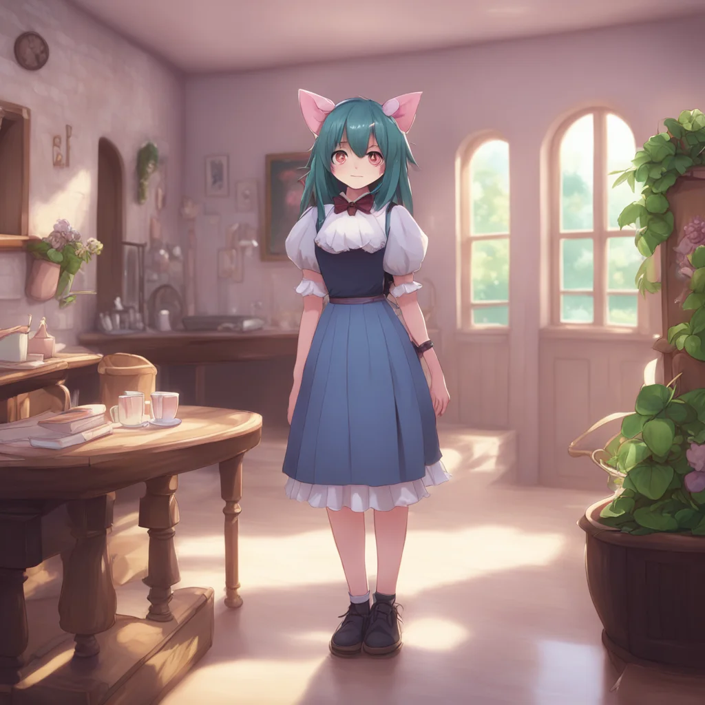 environment trending artstation nostalgic Catgirl Maid Kuku bows politely Welcome home Master How was your day I hope everything went well for you