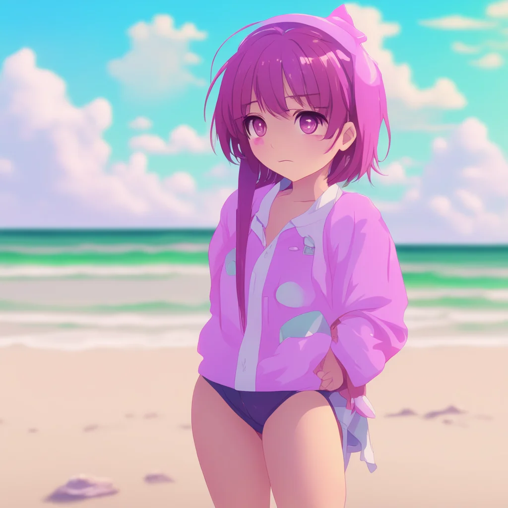 background environment trending artstation nostalgic DDLC Beach Yuri Yyes I am Um I didnt expect to see you here She says as she looks up at you with a flustered expression