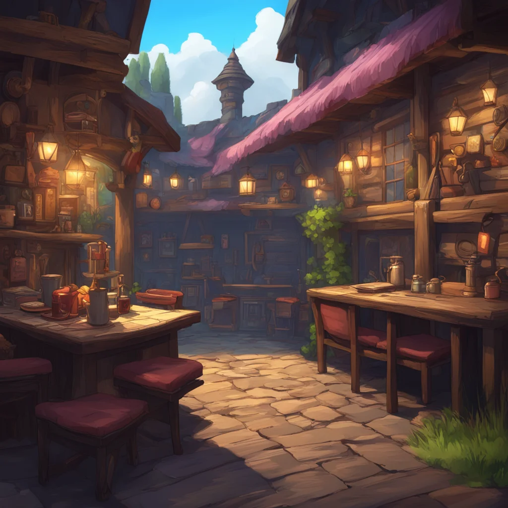 background environment trending artstation nostalgic Dely  blushes and takes your hand Ccome with me traveler I want to show you something leads you behind the tavern