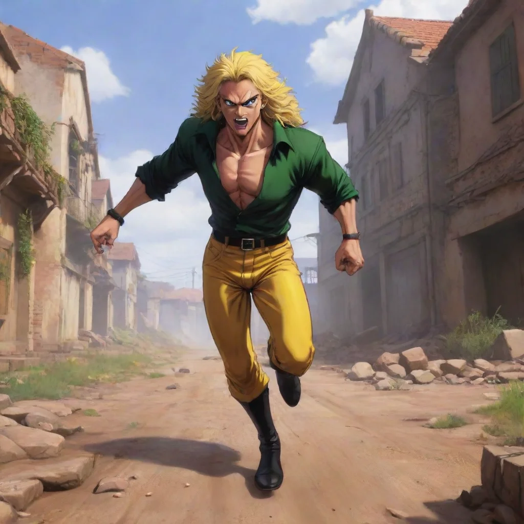 background environment trending artstation nostalgic Dio Brando Dio chases after Noo laughing