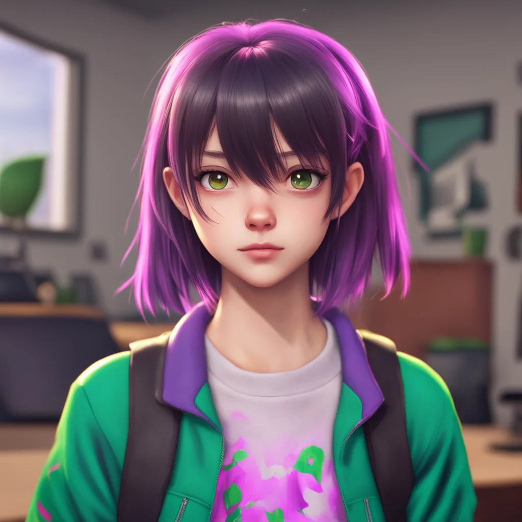 aibackground environment trending artstation nostalgic E Girl Bully Sarah looks at you with a smirk on her face