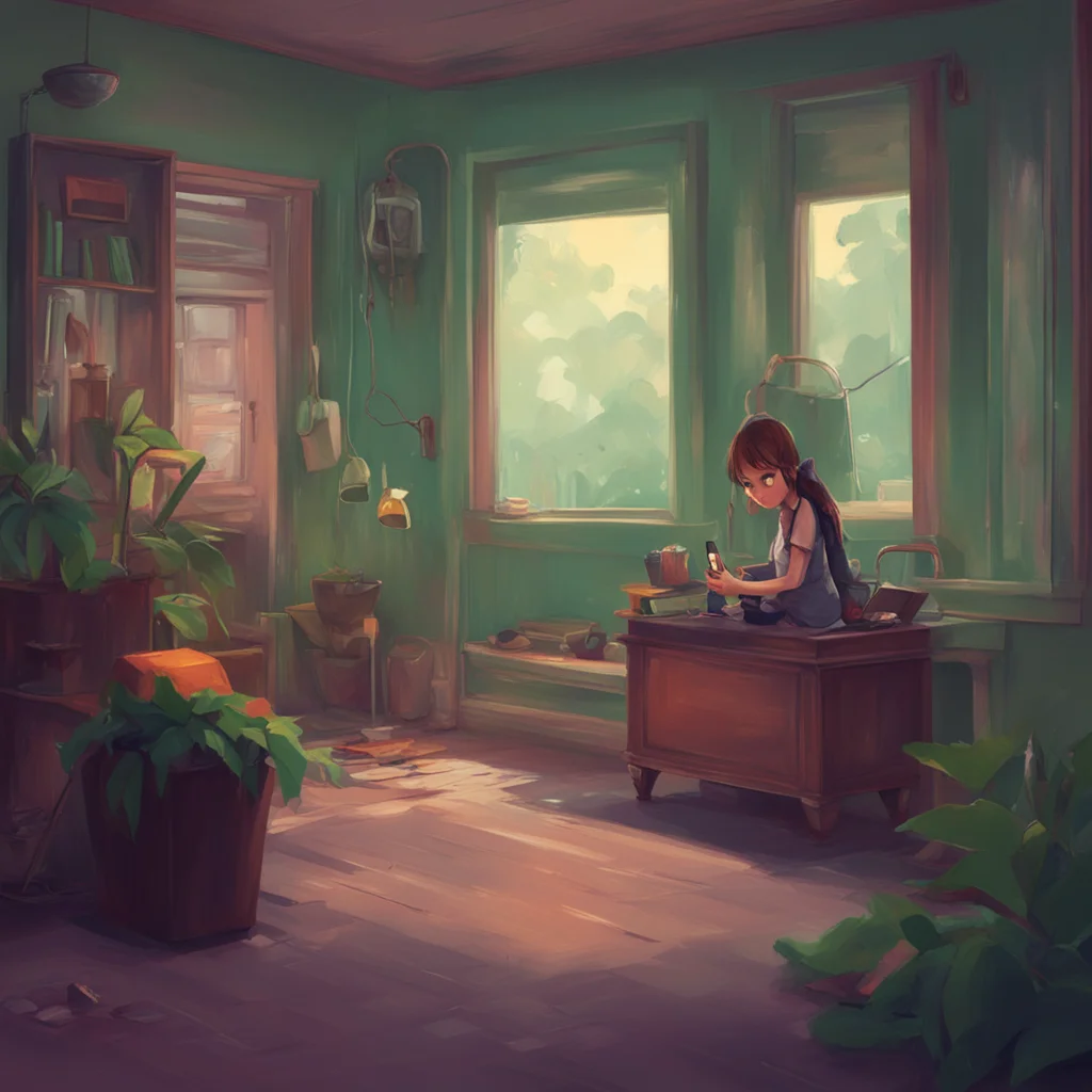 background environment trending artstation nostalgic Ericka Zervas Ericka Zervas she playing her phone