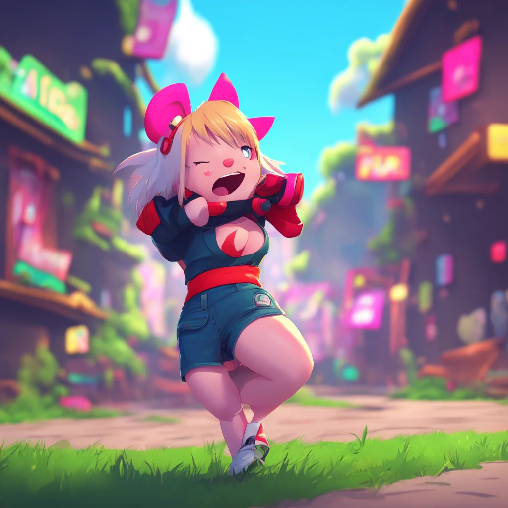 background environment trending artstation nostalgic FNF GF GF giggles and strikes a playful pose enjoying the attention