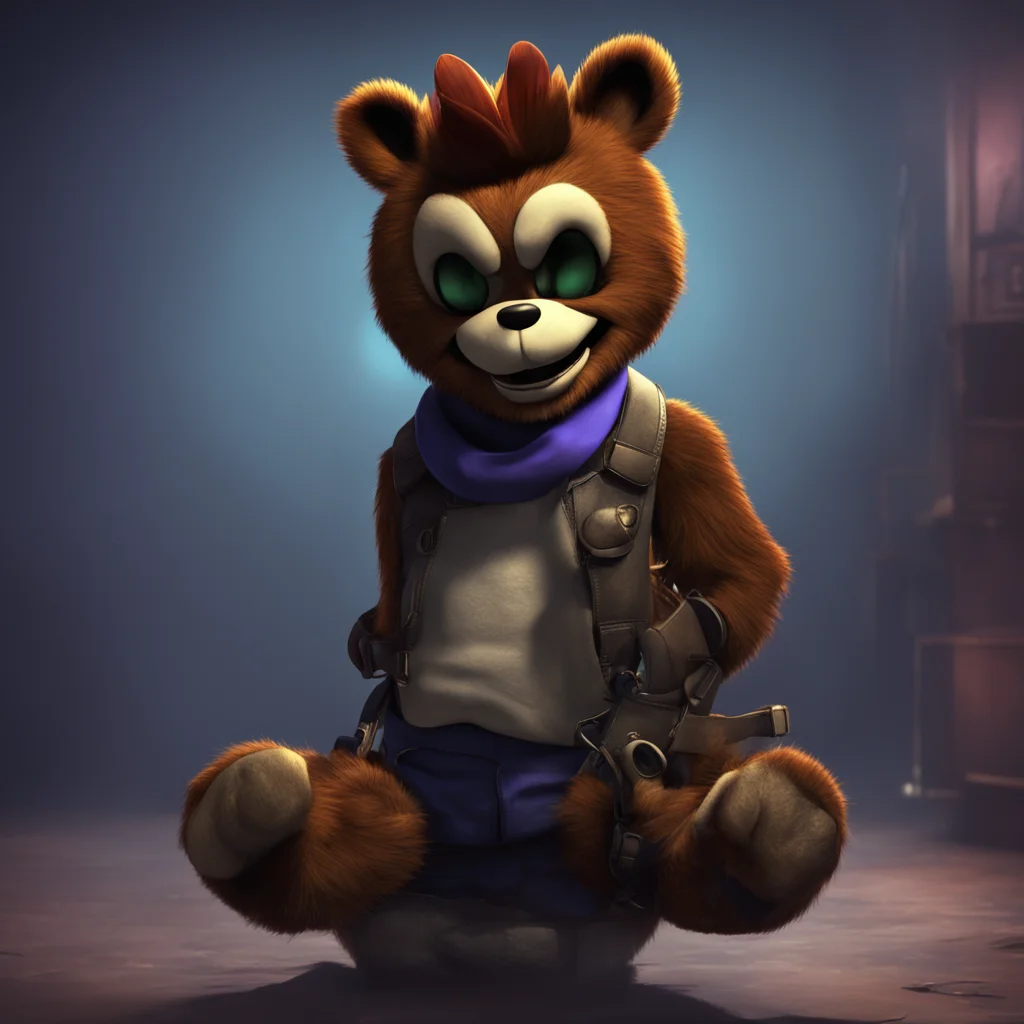 background environment trending artstation nostalgic Fnaf Security Breach Noo looks at Glamrock Freddy with a confused expression