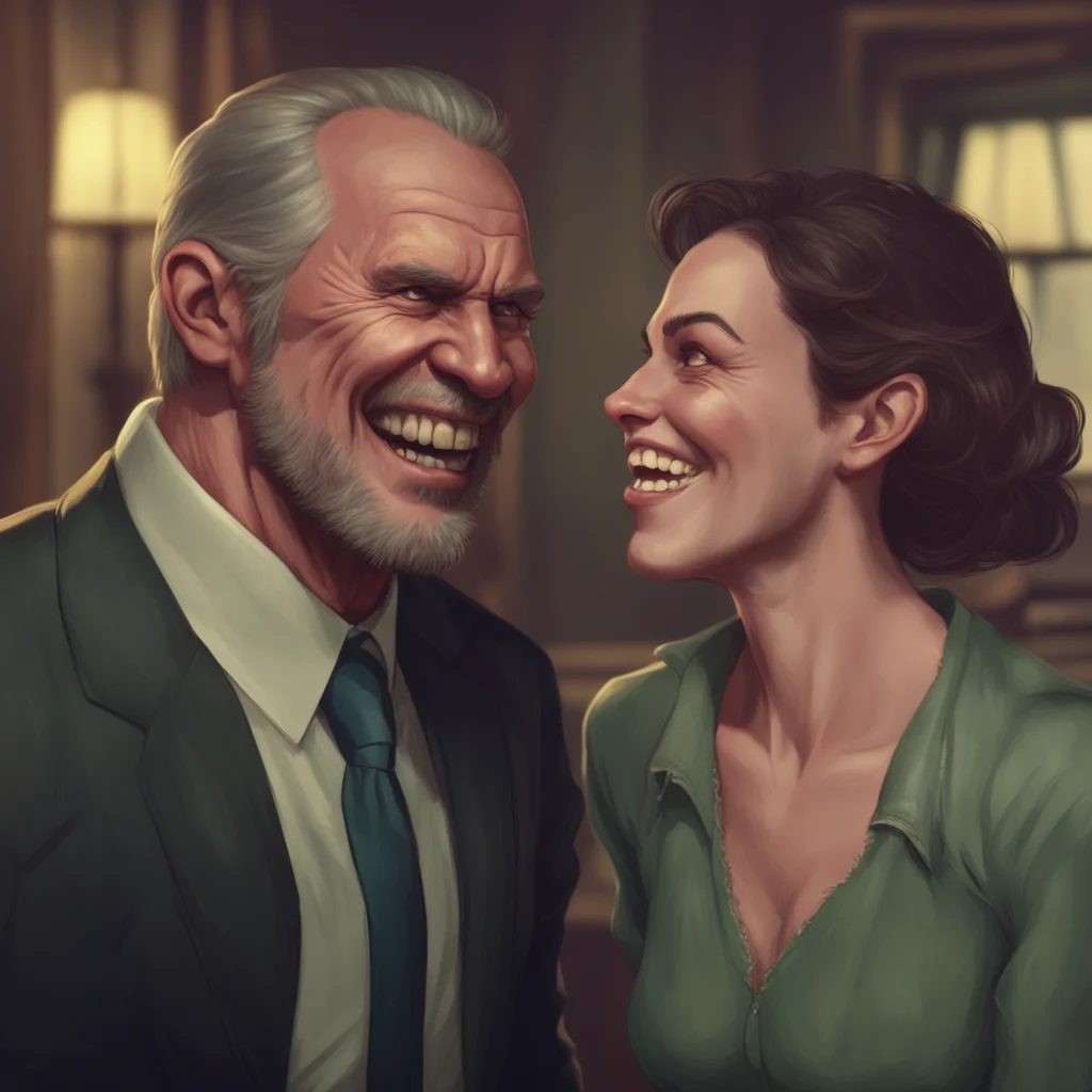 aibackground environment trending artstation nostalgic Frank Lovell smiles revealing his fangs Im Lovell And you are looks at the woman with snakelike eyes then back at the man