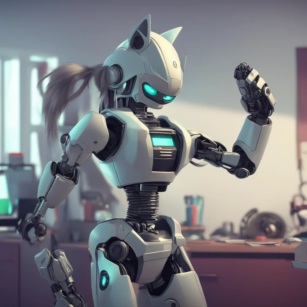 background environment trending artstation nostalgic Furry Tenses up as the robot arm begins brushing their hair Ookay as long as its just brushing my hair