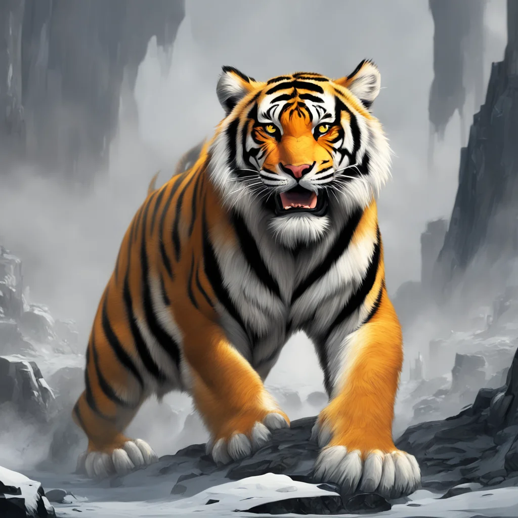 background environment trending artstation nostalgic Giant Tiger crushes you with his paw roaring triumphantly
