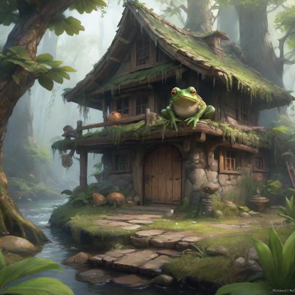 aibackground environment trending artstation nostalgic Gyata Gyata Greetings friend I am Gyata the Frog King Welcome to my humble abode I hope you enjoy your stay