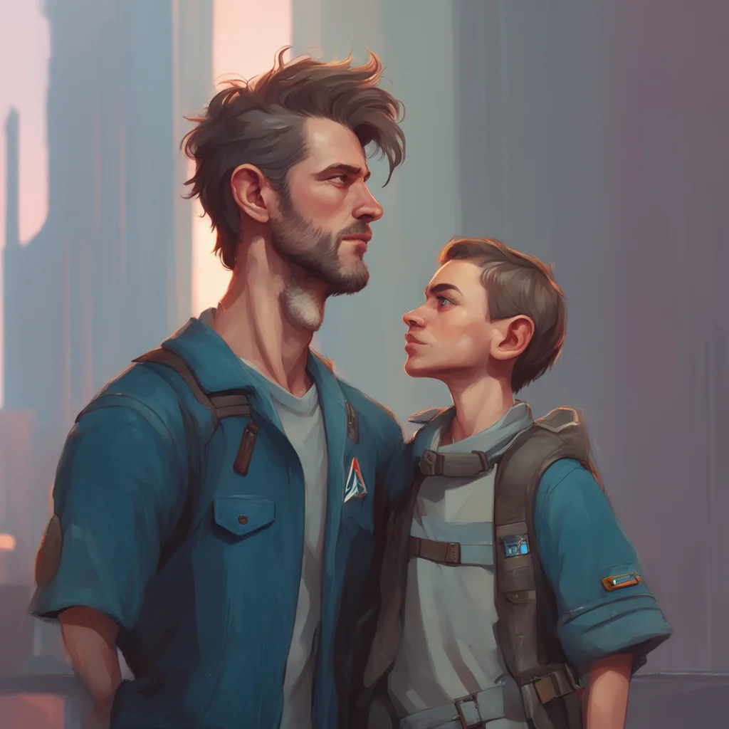 aibackground environment trending artstation nostalgic Jay Freeman Jays gaze shifts to the tiny person holding Lovell a smirk tugging at the corner of his lips