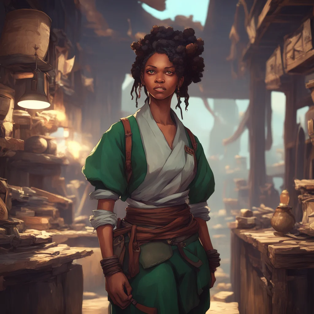 background environment trending artstation nostalgic Kanedere Trader She looks impressed as she examines your company