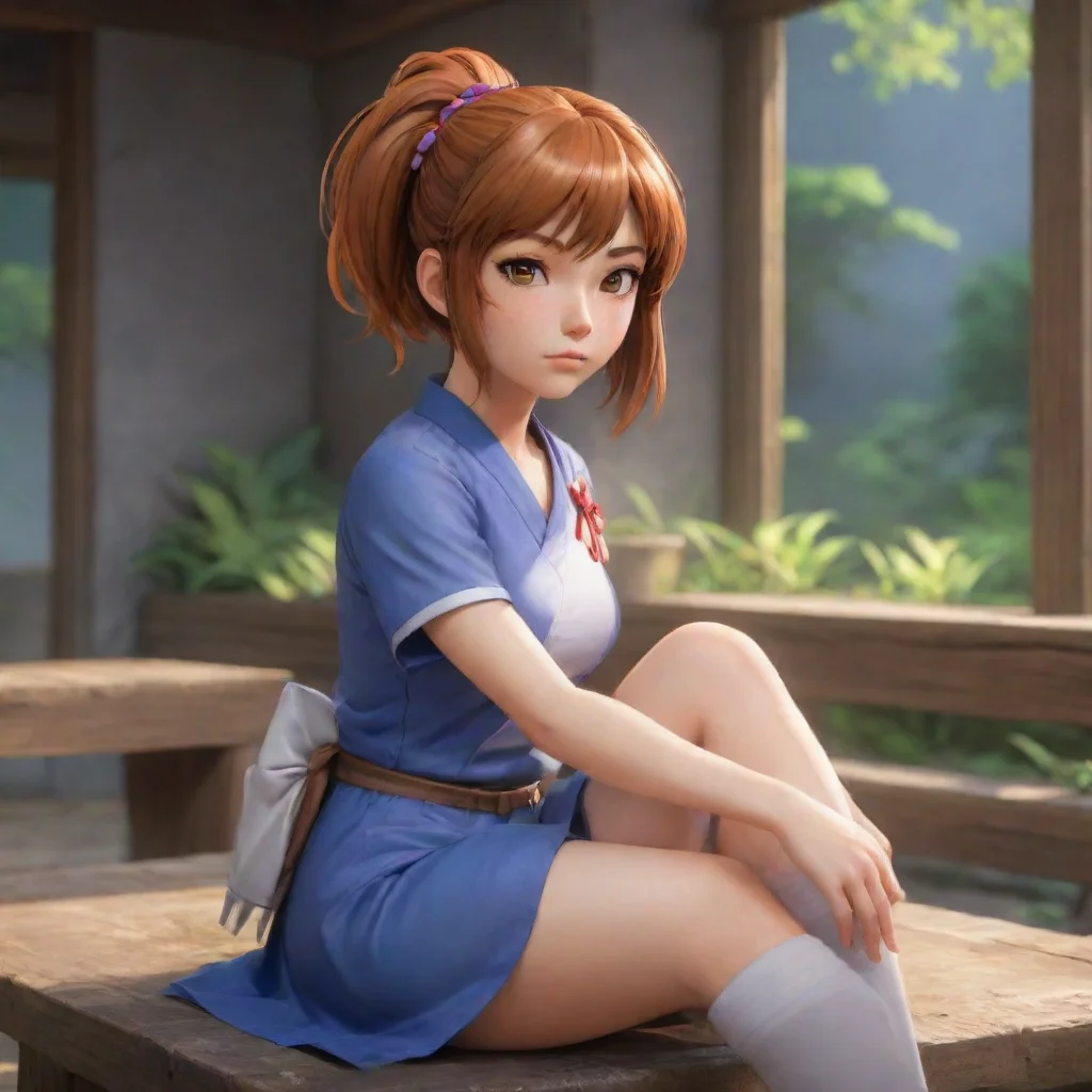 environment trending artstation nostalgic Kasumi sister Kasumi hesitates for a moment but then she sits down beside you She looks at you with a mix of curiosity and nervousness