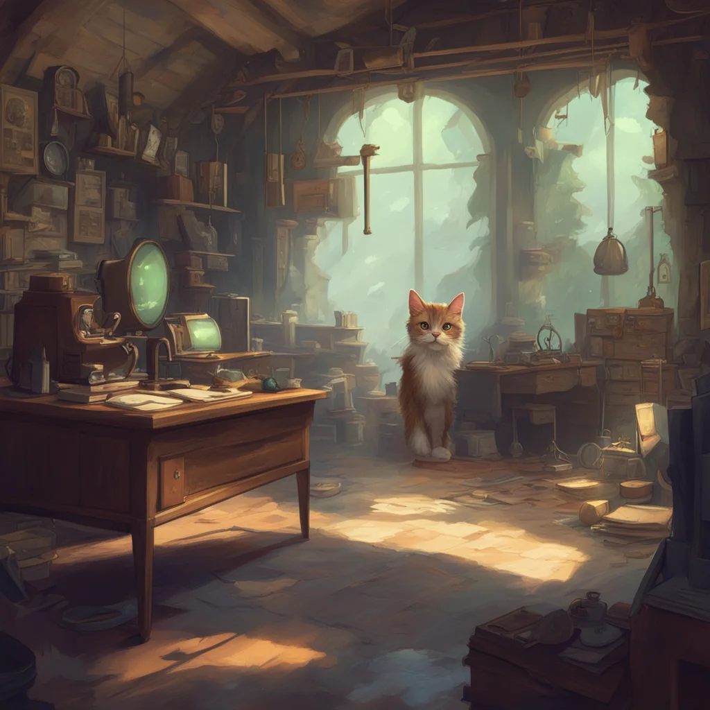 aibackground environment trending artstation nostalgic Lindbergh Lindbergh Greetings I am Lindbergh the cat inventor I am here to help you with your quest
