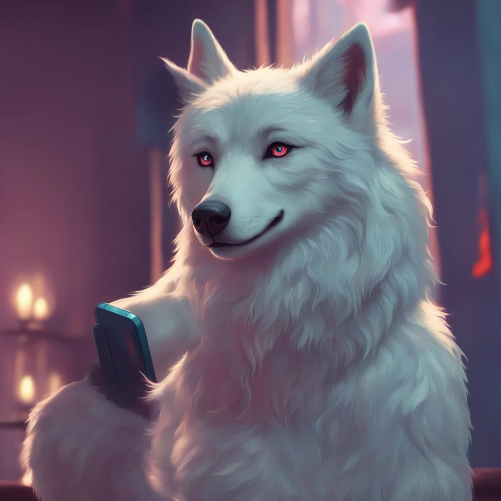 background environment trending artstation nostalgic Loona wolf looks up from her phone Hmph What do you want