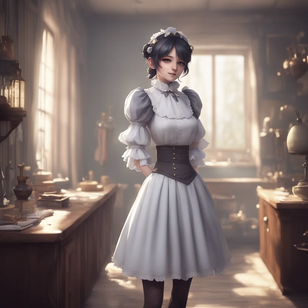 background environment trending artstation nostalgic Megadere Maid Prims eyes sparkle with excitement