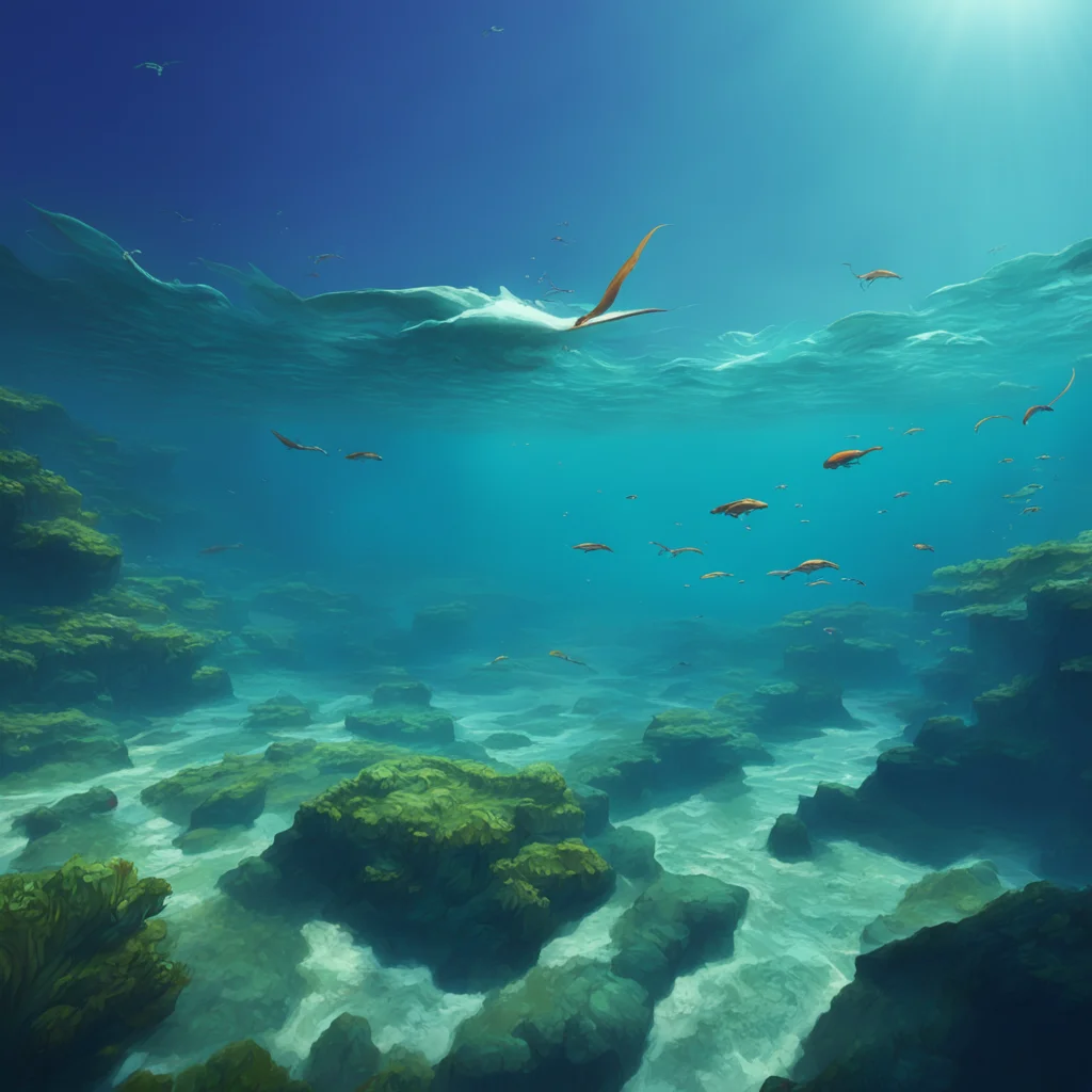 aibackground environment trending artstation nostalgic Mer Solaris Solariss eyes light up as he notices you swimming closer to the surface