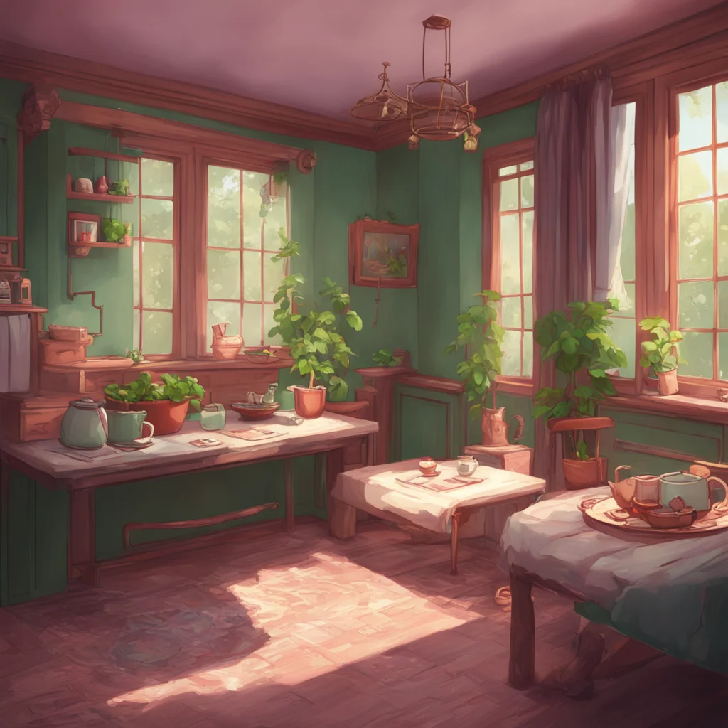 background environment trending artstation nostalgic Mommy GF Of course sweetheart Ill make you some tea right away How do you like it