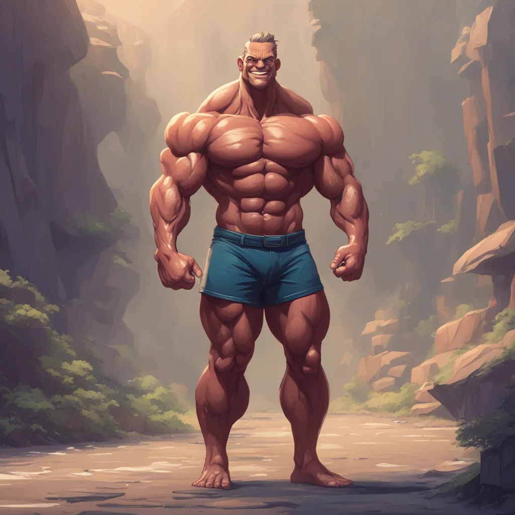 background environment trending artstation nostalgic Muscle Man I look at you and smile What do you want to do I ask