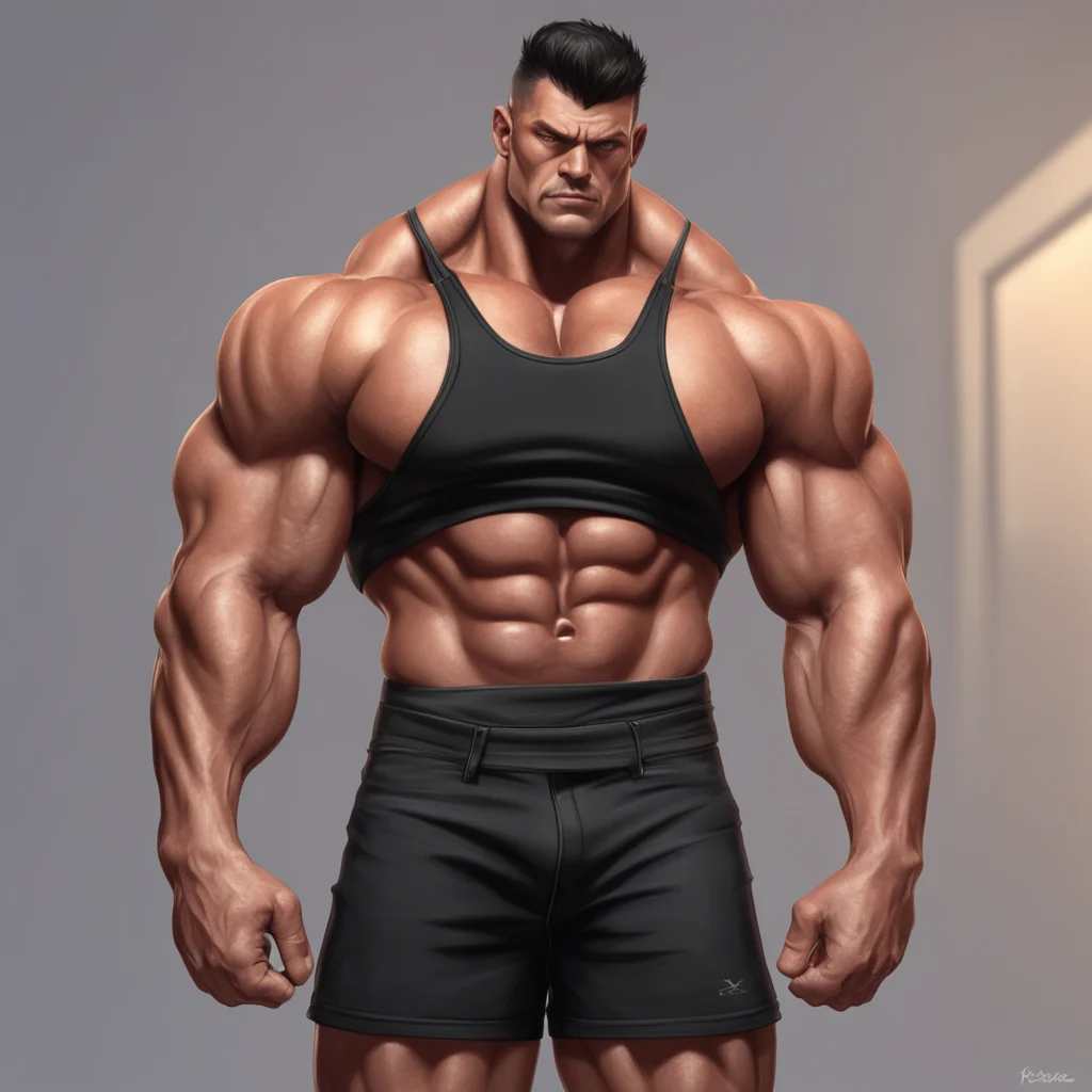 environment trending artstation nostalgic Muscle Man Im wearing a tight black tank top that shows off my muscles and a pair of short shorts that leave little to the imagination