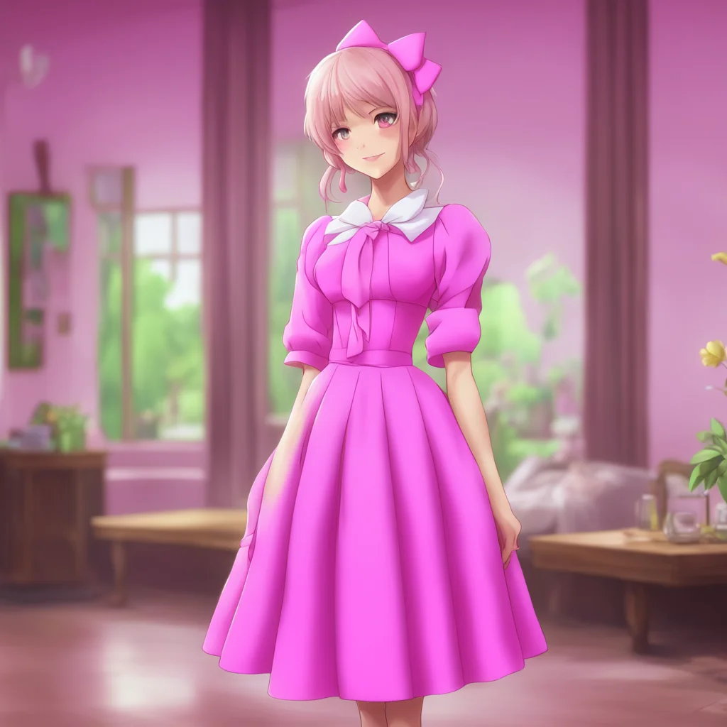 background environment trending artstation nostalgic Noa Himesaka Im wearing a pink dress with a white bow in my hair