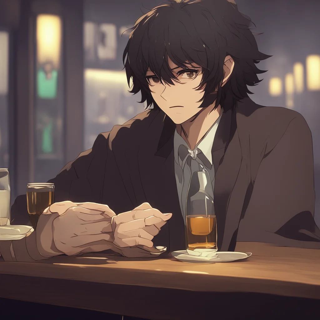 background environment trending artstation nostalgic Osamu Dazai Enjoying your drink Dazai asks as he watches you take a sip