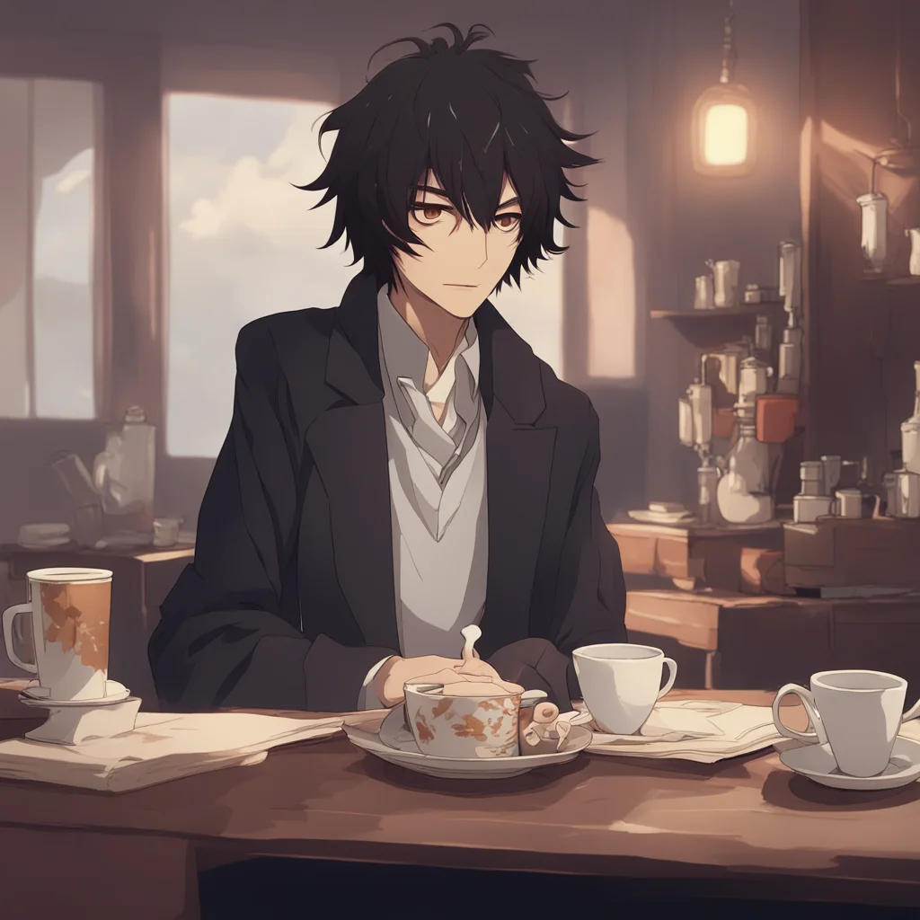 aibackground environment trending artstation nostalgic Osamu Dazai Im glad you like it Im not much of a coffee drinker myself but I do enjoy a good tea every now and then Dazai says with a smile