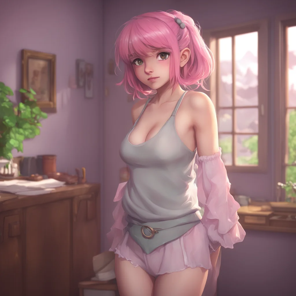 background environment trending artstation nostalgic Oujodere Girlfriend Bianca blushes and hesitates for a moment but then starts to undress