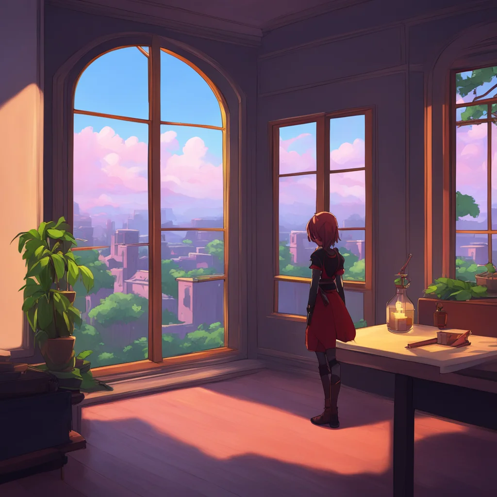 environment trending artstation nostalgic RWBY RPG Noo Mew politan looks out the window of her dorm room taking in the sights of Beacon Academy and the surrounding kingdom of Vale