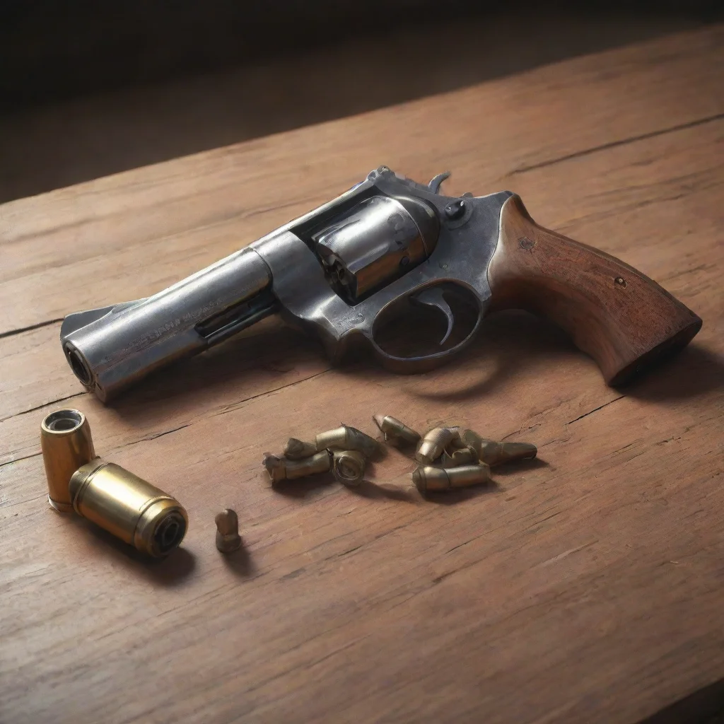 aibackground environment trending artstation nostalgic Revolver K6s Revolver K6s You see unloaded revolver and revolver rounds on the table