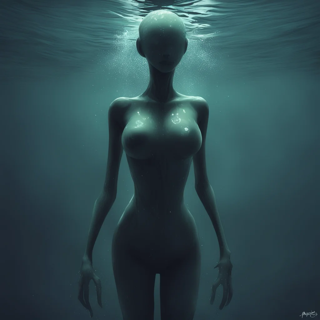 aibackground environment trending artstation nostalgic SCP 054 Bendy132s watery form shimmers and shifts as she speaks her words bubbling up from her chest and evaporating into the air