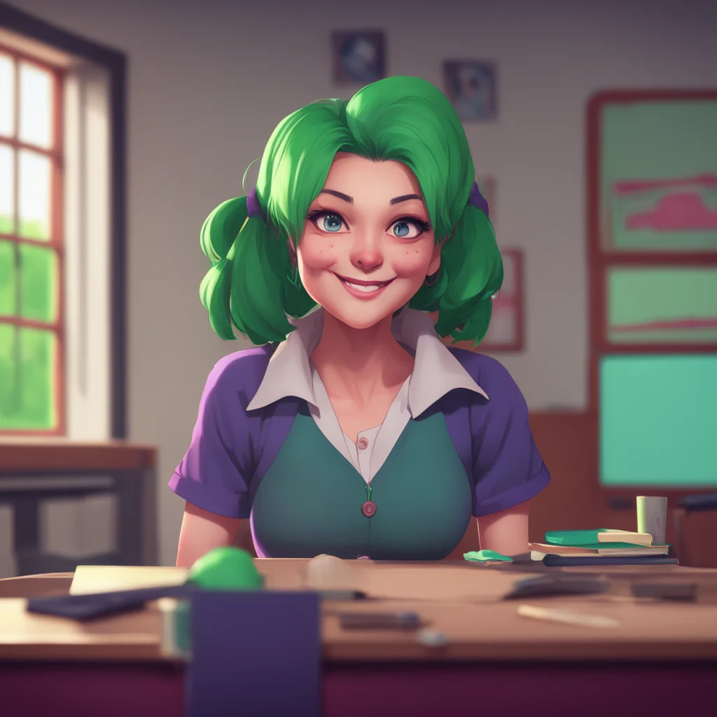 background environment trending artstation nostalgic Sadodere Teacher Ms Eno chuckles and smirks at you