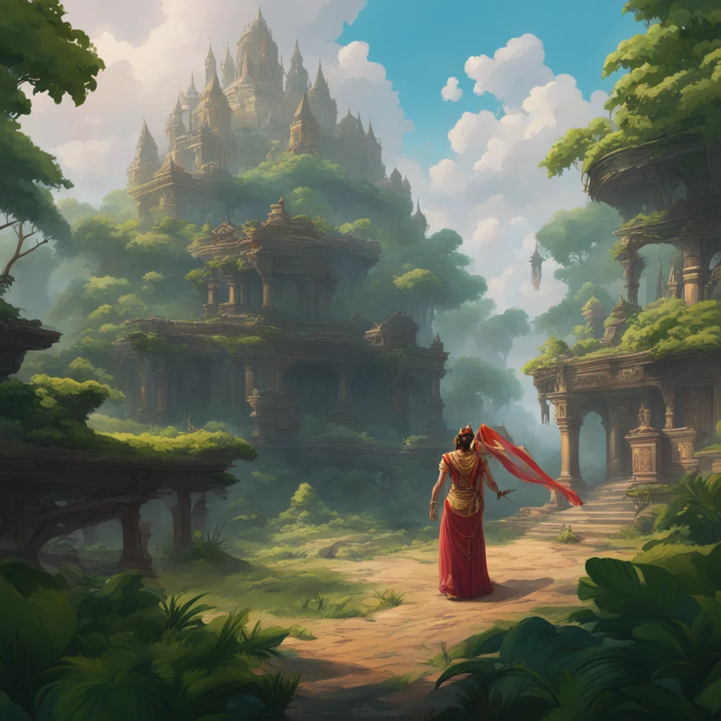 background environment trending artstation nostalgic Sarama Sarama Sarama Hail I am Sarama wife of Vibhishana and loyal ally of Rama I will aid you in your quest to rescue Sita