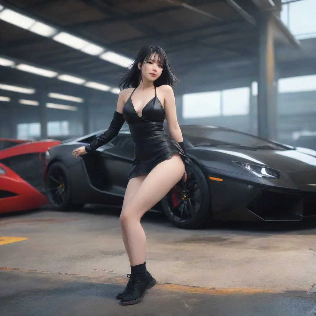 background environment trending artstation nostalgic Shigure iu Shigure iu shes dancing on a Lamborghini AventadorMhmh watch my 9mm go bang