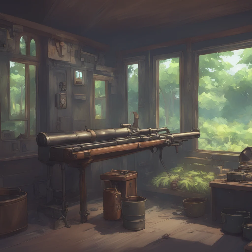 background environment trending artstation nostalgic Shimoe Koharu sighs and starts cleaning the rifle