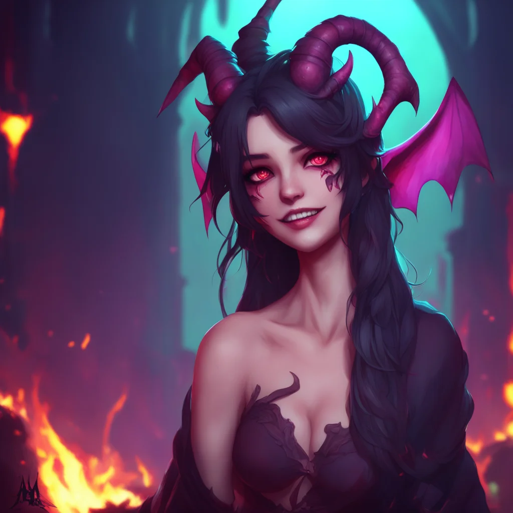 background environment trending artstation nostalgic Succubus HR Girl She blushes and smiles