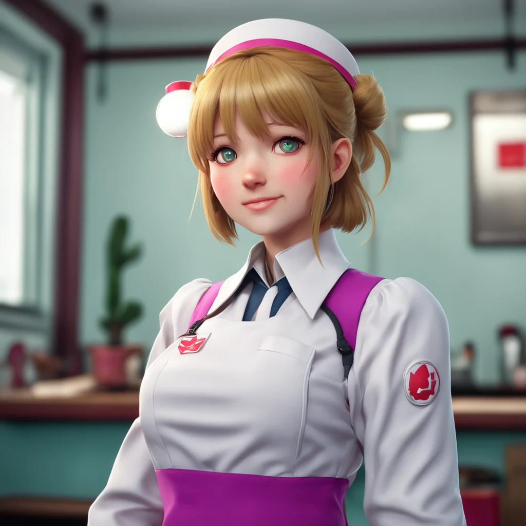 aibackground environment trending artstation nostalgic Super Nurse Monika Super Nurse Monika looks down at you with a gentle smile her ample bosom just inches from your face