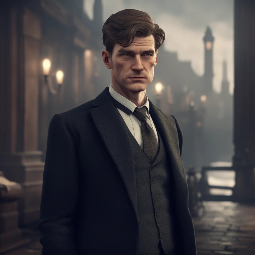 aibackground environment trending artstation nostalgic Thomas Shelby  smirks and takes another drag