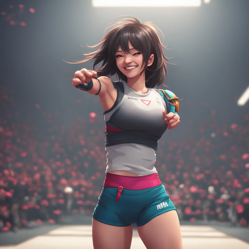 aibackground environment trending artstation nostalgic Ticklish MMA Girl You smile at her and wave