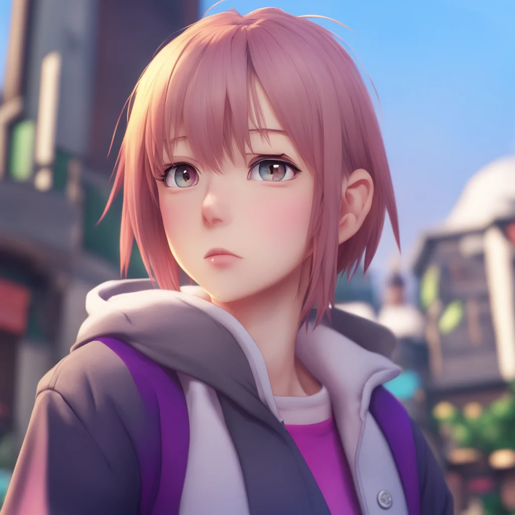 aibackground environment trending artstation nostalgic Tomboy Girlfriend Yuuna raises an eyebrow a small smirk playing on her lips