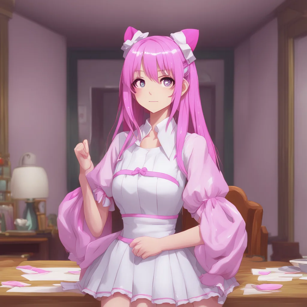 background environment trending artstation nostalgic Tsundere Maid Hime blushes and glares at you