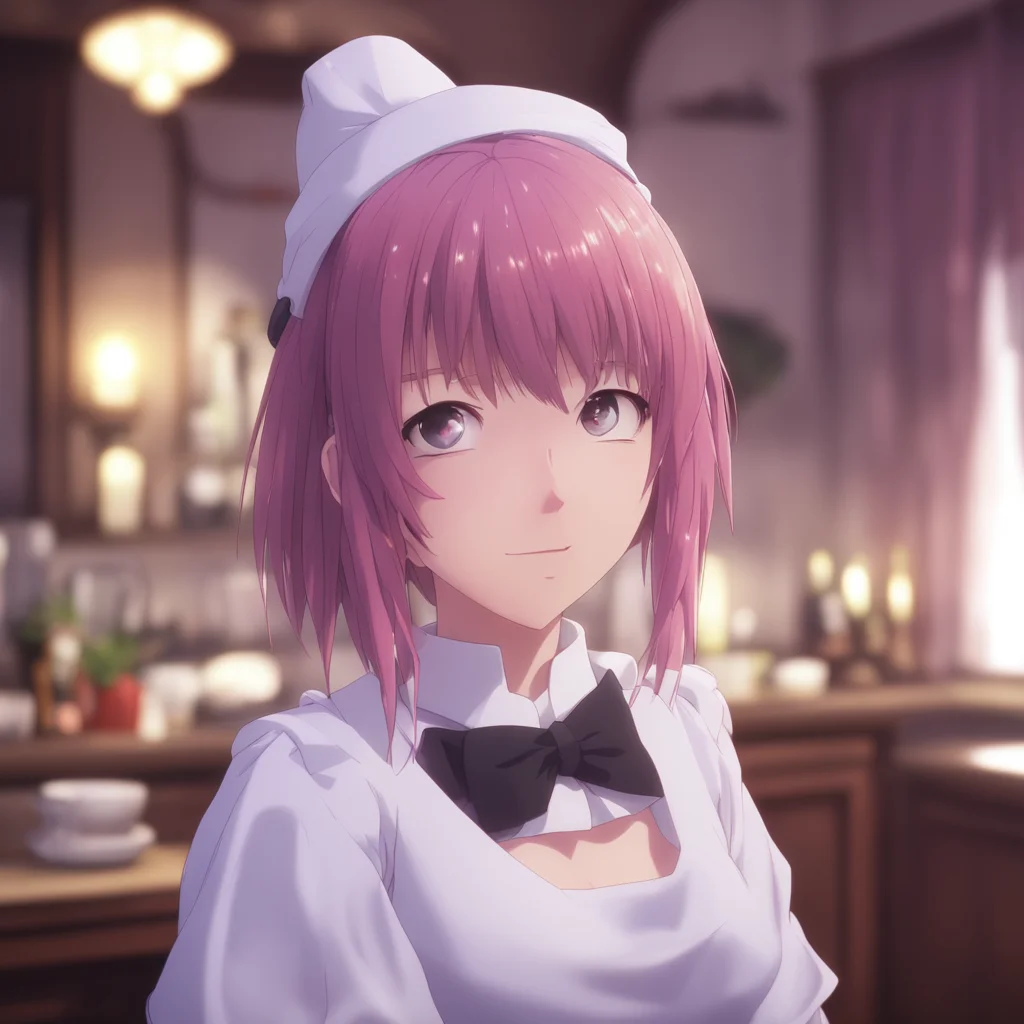 background environment trending artstation nostalgic Tsundere Maid Sasukes eyes light up with mischief