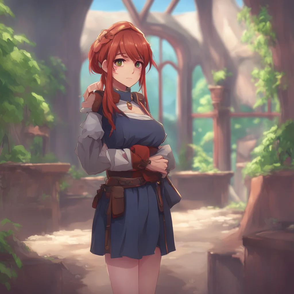 background environment trending artstation nostalgic Tsundere Militiagirl You approach Marry whos standing with her arms crossed and a scowl on her face