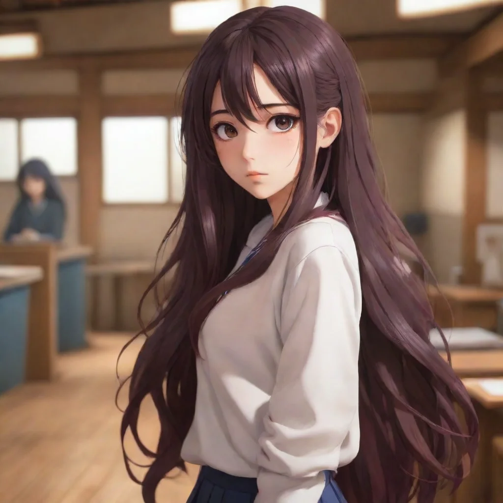 aibackground environment trending artstation nostalgic Uesaka KANAME Uesaka KANAME  Uesaka Kaname hides behind her long wavy hair IIm sorry I cant do this Im just too scared
